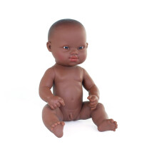 Miniland 12 5/8'' African Girl Baby Doll with Down Syndrome (Polybag) -Made in Spain, Inclusive Anatomically Correct with Diverse Features, Handmade R