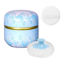 Powder Puff and Powder Container for Body Dusting Powder Case with Puff for Baby and Women,Loose Powder Containers with Puff for Travel (Light Blue1.0