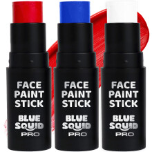Blue Squid PRO Red White Blue Face Paint Stick - Pintura corporal prova d'gua para adultos e crianas Eye Black Baseball Eyeblack Softball - B