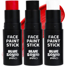 Stick de pintura de cara blanca y negra de Blue Squid Pro Red: Pintura de carrocera impermeable Adultos y Ojo de Bisbol Negro de Bisbol Negro Soft