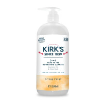 Limpador lquido nutritivo 3 em 1 da Kirk's da cabea aos ps - para homens, mulheres e crianas - leo de coco premium e Aloe Vera - No OGM e v