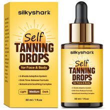 SilkyShark Facial Self Tanning Drops (1 Fl Oz)  Tanning Drops for Face & Body  Gradual Bronzing Effect  Lightweight Tanner for Sensitive Skin  Na