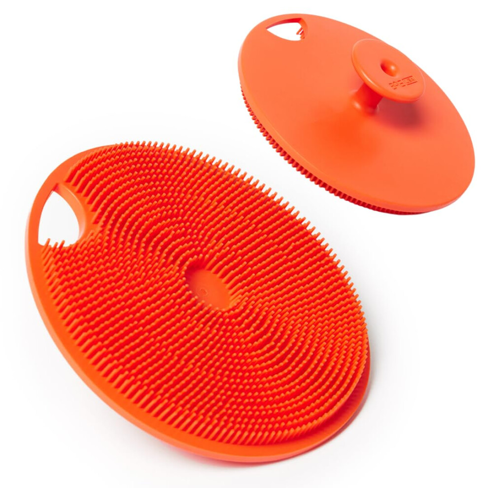 Photos - Bath Sponge Boie USA Body Scrubber With Handle - Hygienic Exfoliating Loofah Alternative - Feels Like Silicone Scrubber Gentle on Sensit