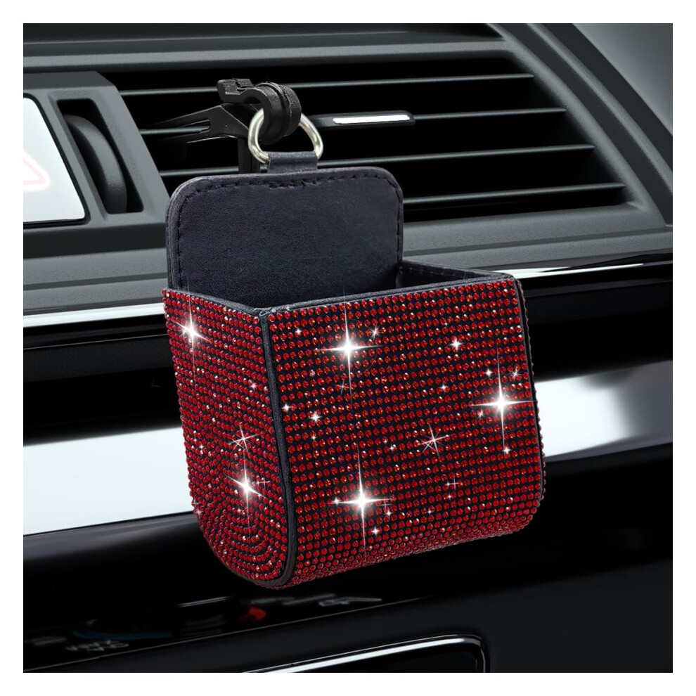 Duscoke Bling Voil A Rien De Stockage De Ventilation De Ventilation De Ventre De Voiture De Stockage De Ventilation De Ventre Poche En Cuir Avec-image