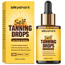 SilkyShark Facial Self Tanning Drops (1 Fl Oz)  Tanning Drops for Face & Body  Gradual Bronzing Effect  Lightweight Tanner for Sensitive Skin  Na
