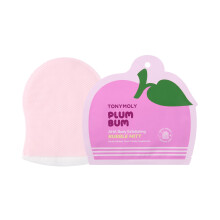 Tonymoly Plum Bum aha exfoliante Mitt de burbujas: matorral de un solo uso del cuerpo coreano con pptidos de cido gliclico y extracto de ciruela p