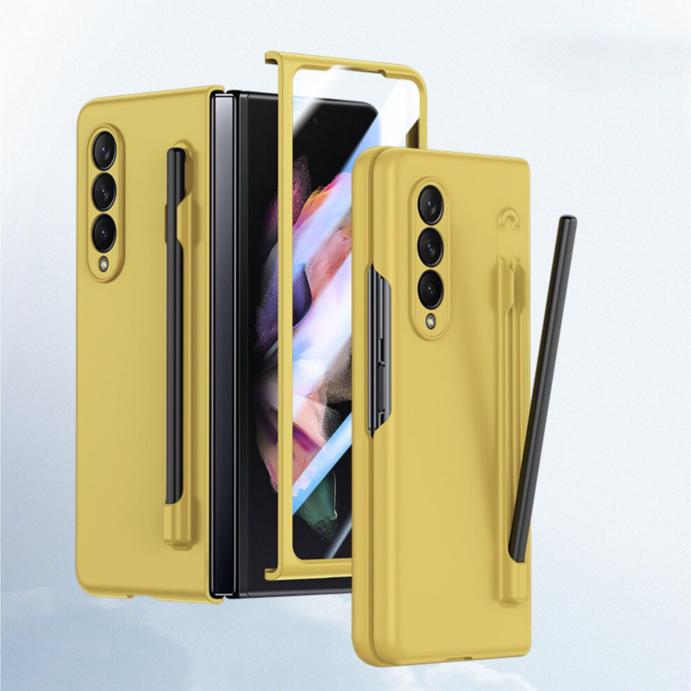 Houlee Pour Samsung Galaxy Z Fold 3 Case Avec Sc Et Screat Protector Skin Friendly Tlphone Bote Avec S Porte-Stylo Sans Fil Charge Complte Pr-image