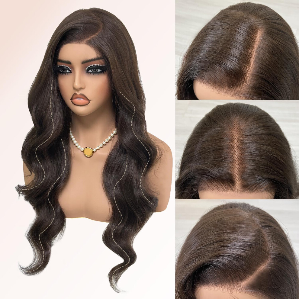 Su Mei.s Unisex Lace Front Wig 6X5 Wear And Go Glueless Body Wave Synthetic Lace Front Wigs 26Inch Pre Plucked Pre Cut Hd Lace Frontal Wig With Baby Hair (Choc