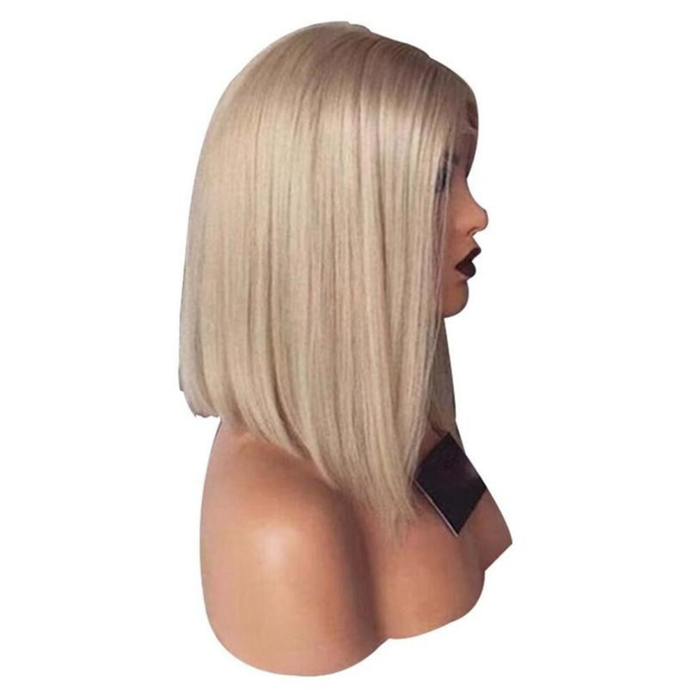 Unisex Bob Haircut Women Lady Short Straight Hair Blonde Full Wig