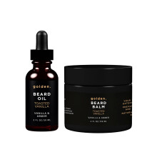 Golden Grooming Bartl und Balsam-Paket fr Mnner | Natrliches Wachstumsset mit Sheabutter | 4oz Balsam & 2oz l | Gerstete Vanille