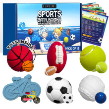 Bath Bombs with Toys Inside W/Flash Cards - Sports Bath Bombs for Kids - Gift Set of 18 Scented Organic Handmade - 2.5 oz with Natural Essential