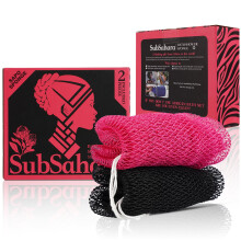 SubSahara Authentic African Net Sponge - 2 Pieces Exfoliating Scrubber for All Skin Types Bath Sponge for Face & Body Travel Portable Durable