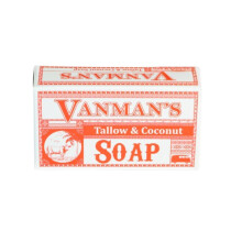 VanMan oksetalg og kokosolie bars?be - ren gr?sfodret oksetalgs?be med kokosolie og kaolinler subtil grapefrugtduft, fugtgivende og n?rende rene