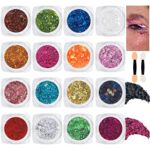 16 Farben grobes, feines, gemischtes holografisches Glitzer-Gel-Set fr Gesichts- und Krper-Make-up, Festival, Party, glitzerndes Glitzer-Gel, Dekor