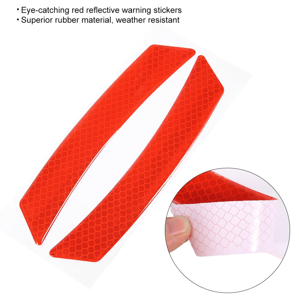 2Pcs Universal Car Reflector Reflective Sticker Wheel Eyebrow Safety Warning Strip Tape Red 6921324626605