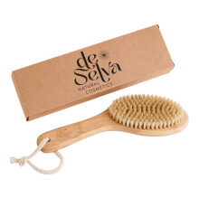 De Selva Dry Brush for Body - Natural Boar Bristle & Bamboo Handle | Exfoliating Dry Body Brush for Lymphatic Drainage Cellulite Dead Skin | Dr