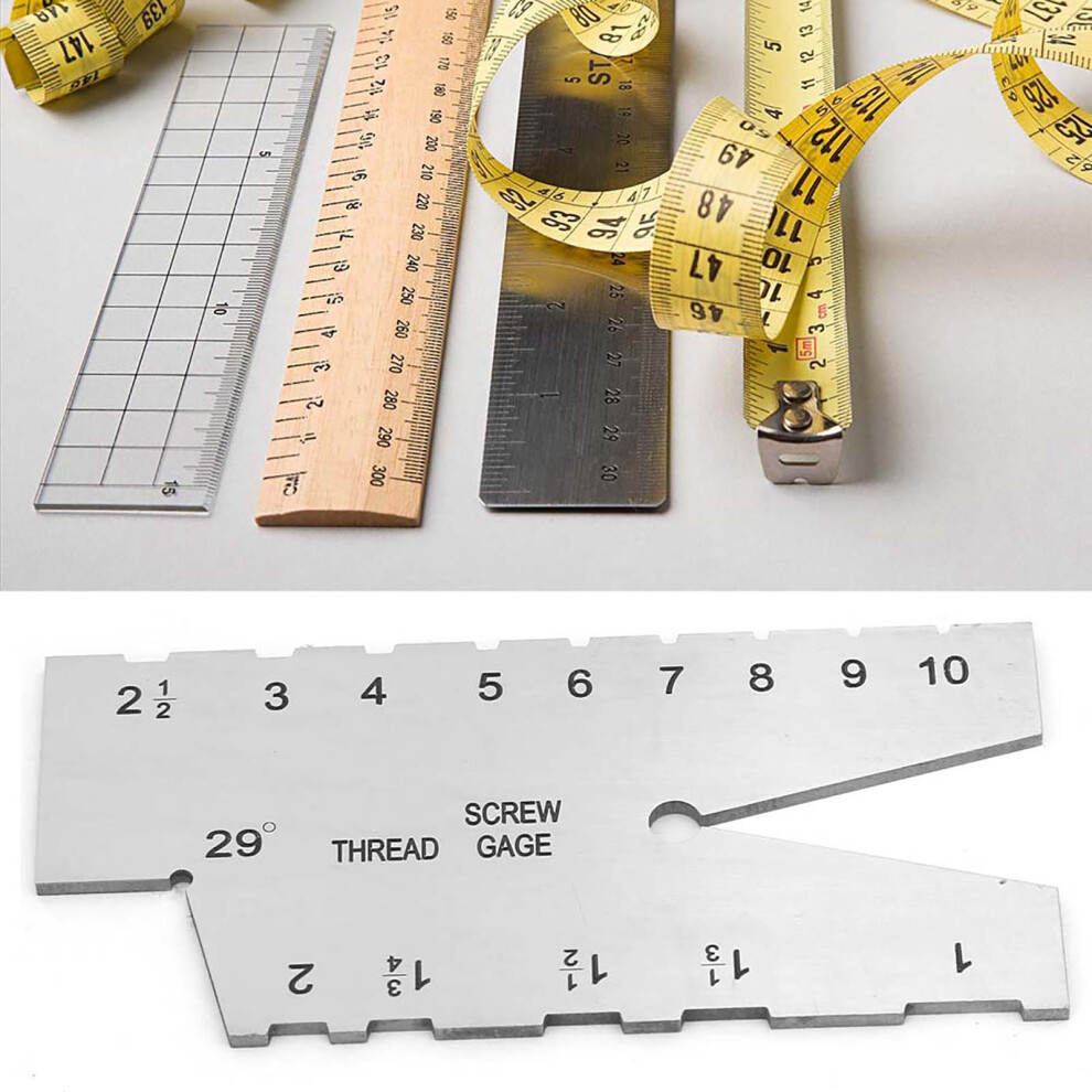 Stainless Steel Thread Measuring Gauge 29 Degree Screw Pitch Grinding Gauge Tool 9391324627228