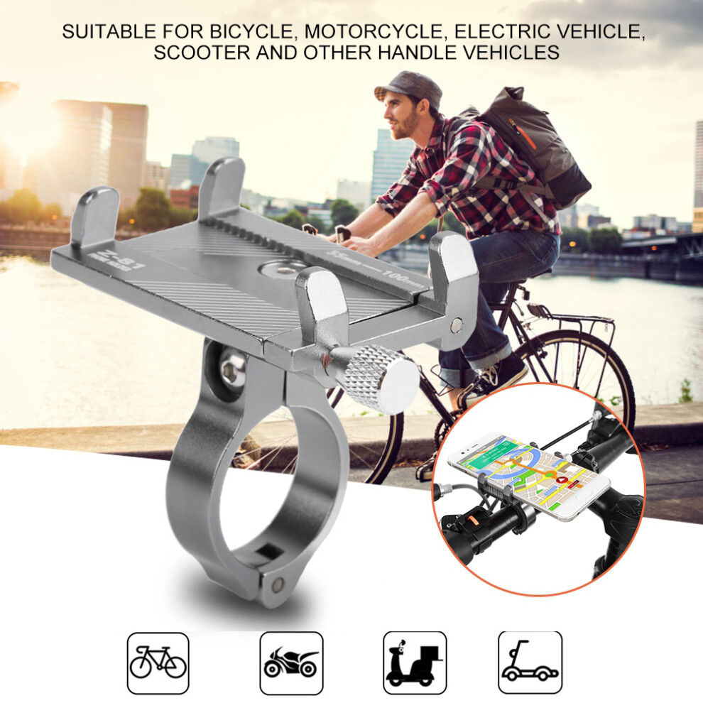 Aluminum Adjustable Bike Handlebar Phone Clip Bicycle Smartphone Mount Holder Stand Titanium 5061324627422