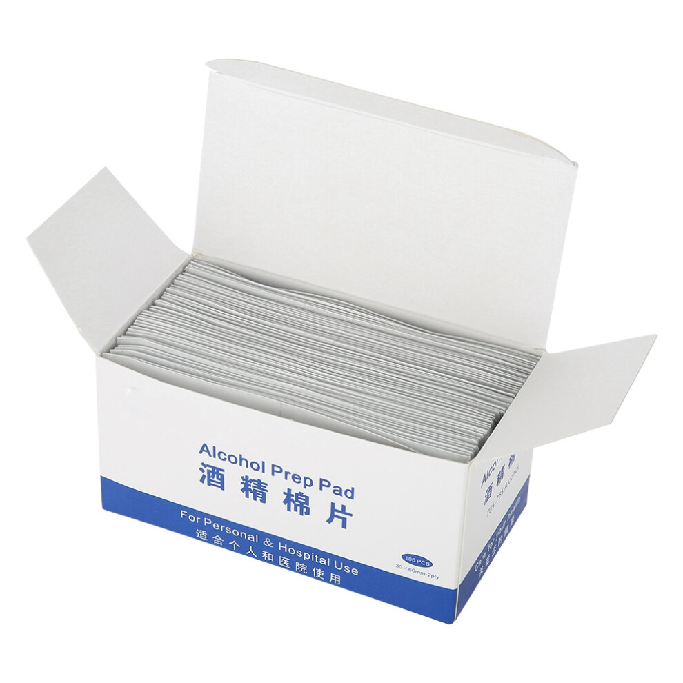 Silver 100Pcs / Box Medical Alcohol Disinfection Cotton Pad Alcohol Wipes For Pierced Ear Jewel