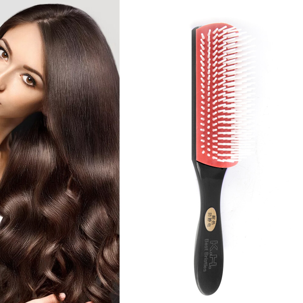 Massage Salon Hair Soft Curling Anti static Comb Hairdressing Tool(Black)