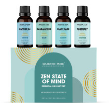 Majestic Pure Rosemary Sandalwood Clary Sage and Patchouli Meditation Essential Oil Set | Perfect for Meditation Yoga Relaxation or Mindful Morn