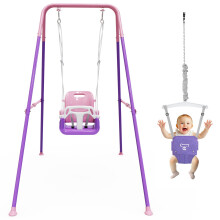 2 i 1 Smbarnsgunga & Baby Jumper hopfllbar babyvakt med mjuk kudde Hopfllbar inomhus- och utomhusbruk Ltt att installera och frvara gungstl