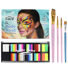 Pintura facial ativada por gua Kit de pintura facial altamente pigmentada Tinta corporal de secagem rpida para adultos Pintura facial de bolo d
