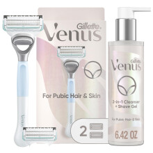 Gillette Venus para plos pubianos e conjunto de barbear de pele feminino navalha 1 cabo + 2 recargas de lmina + limpador 2 em 1