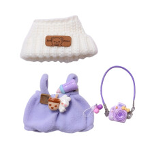 Tj til dukker Tilbehr Kawaii Outfit BB-buksest 3 stykker Passer til 15 cm 17 cm dukke Stilfuldt dukketjsst erstatning lilla (ingen dukke)