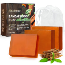 3er-Pack Sandelholz-Herren-Seife, natrliche Seife mit Jojoba- und Olivenl, sanftes Peeling und Erfrischung von Krper und Gesicht, Kontrolle von K