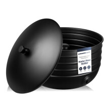 Suporte decorativo para mangueira de jardim Monarch Abode com tampa Armazenamento preto fosco para uso externo Pote de mangueira de gua de 100 p