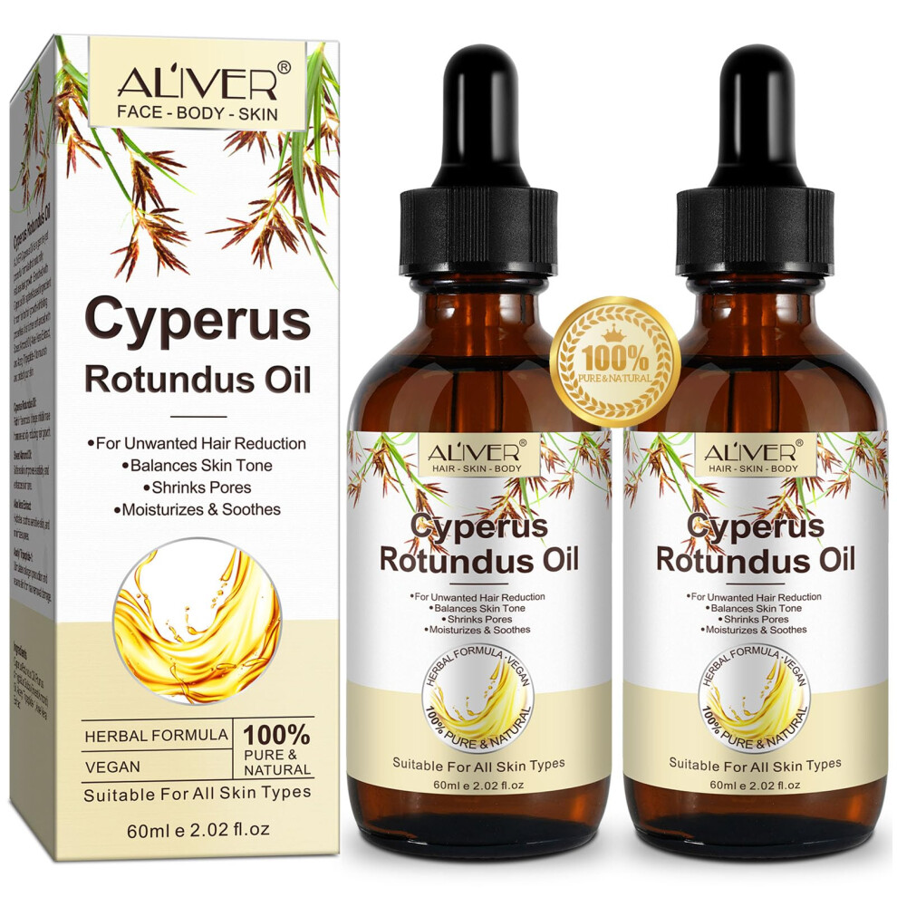 Jiuyuanchunjj Cyperus Rotundus Oil For Hair Removal 2Pcs 100% Pure Natural Body And Facial Hair Removal For Women Reduces Unwanted Hair Growth After Shave S