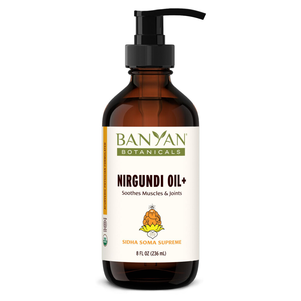 Banyan Botanicals Nirgundi Oil+ - Organic Ayurvedic Herbal Oil - Cleansing And Relaxing - Muscle And Joint Massage Oil - 8 Oz - Non-Gmo Sustainab
