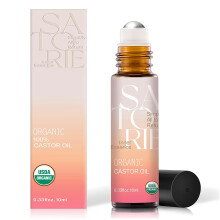 leo de rcino orgnico Satorie com Rollerball - Roll-on de leo de rcino puro certificado pelo USDA para rosto sob os olhos, sobrancelhas e cl