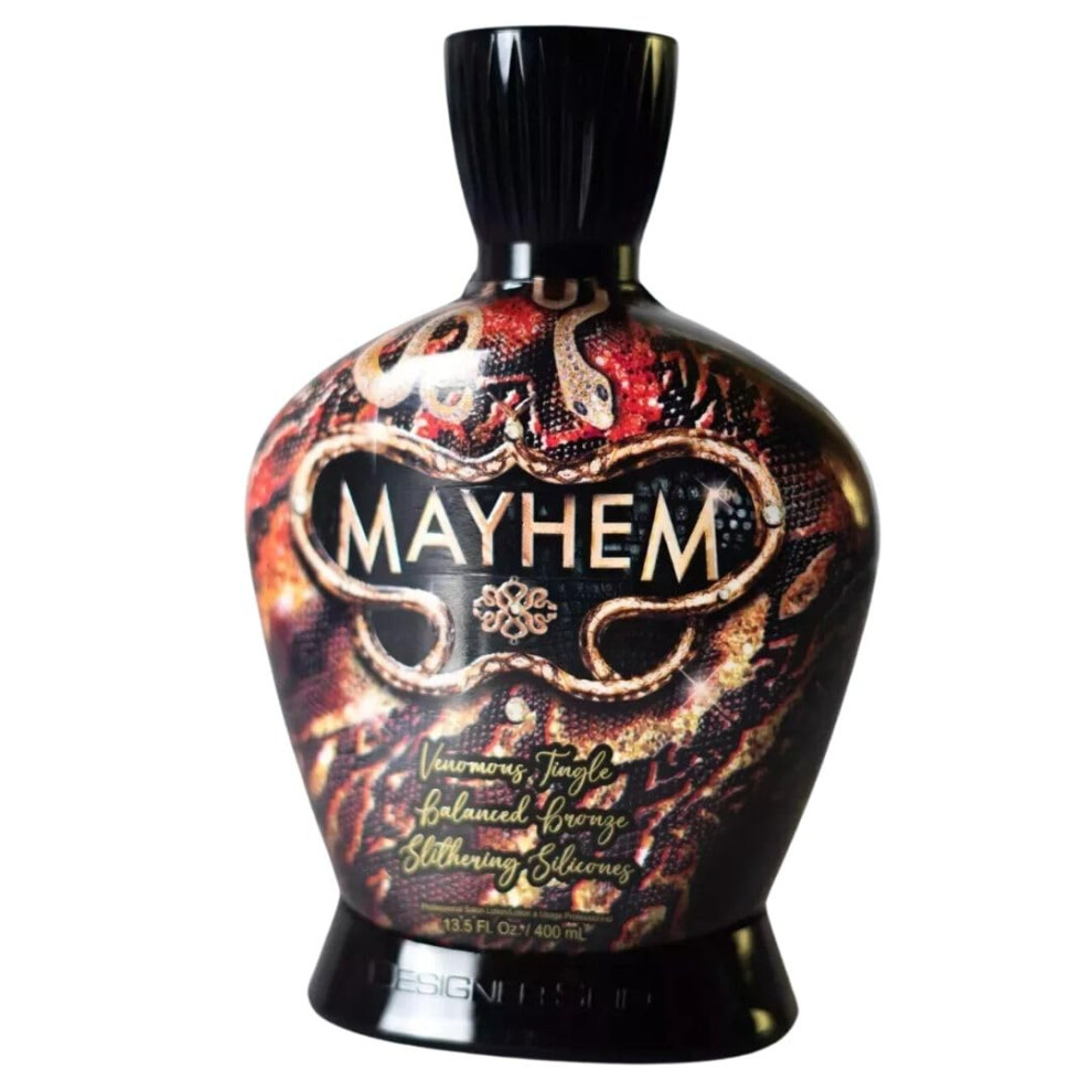 Designer Skin Mayhem Intense Tingle Tanning Lotion 13.5oz - Hissing Heat Bronzer with DHA & Coconut Oil - Advanced Bed Accelerator for Darker Gol