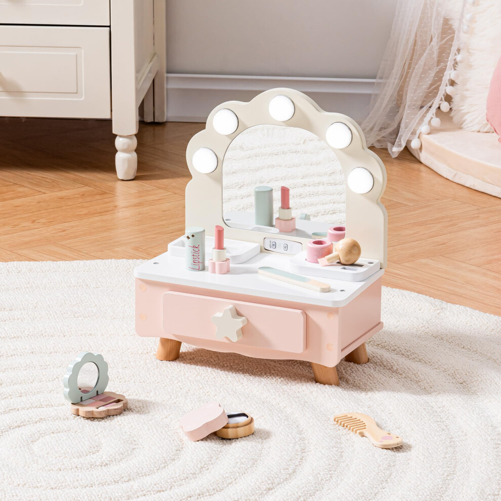 Robome Toddler Vanity Makeup Table Table avec miroir et l   ger en bois de maquillage pour enfants