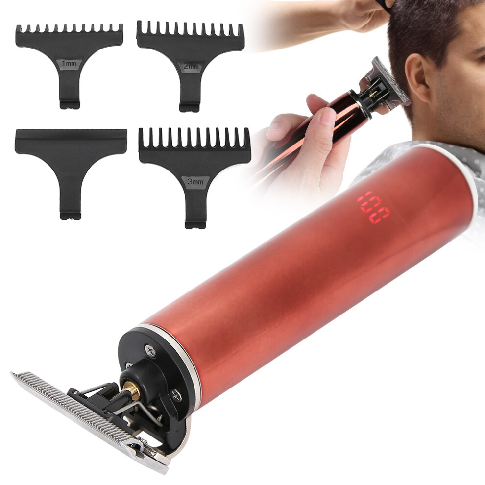 Electric Trimmer Hair Clippers Waterproof Household LCD Display Home Hair CutterRed
