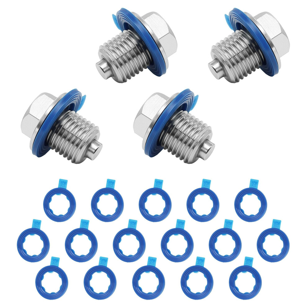 Prozwee 4Pcs M14x1.5 Magnetic Engine Oil Drain Plug Oil Pan Drain Stainless Steel Nut Bolt With High-Temperature Neodymium Magnet & 16Pcs Washers 717012972842