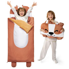 JOIEDOMI Toddler Sleeping Bag for Kids Ages 3+ Nap Mat for Preschool with Pillow & Blanket  60"""" x 27"""" Dog Sleeping Mats for Kids Daycare Plush