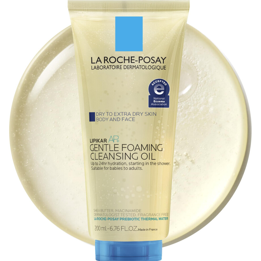 La Roche-Posay Lipikar AP+ Gentle Foaming Cleansing Oil Gentle Oil Cleanser for Face and Body Formulated with Niacinamide Long-Lasting 24-hour