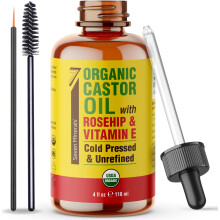 Seven Minerals Bio-Rizinusl mit Hagebutte und Vitamin E fr Wimpern, Augenbrauen, Gesicht und Haarwachstum  Glasflasche kaltgepresst und hexanfrei