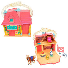 DISNEY STORE Official Belle Cottage Micro Play Set, Micro Toy Set Includes Belle and Philippe Micro Figures, Travel Toy Portable Playset with Handle,