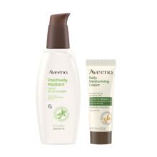 Aveeno Skincare Bundle Hidratante Facial Dirio Positivamente Radiante com Protetor Solar FPS 30 + Soja 2,3 fl. oz e tamanho de teste Creme hidra