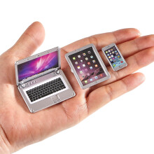 3 ks Nábytek do domečku pro panenky, Miniaturní 1:12 Měřítko Simulace Metal Notebooku