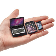 3 ks Nábytku do Domečku pro Panenky, Miniaturní 1:12 Metal Notebook, Tablet, Smartphone