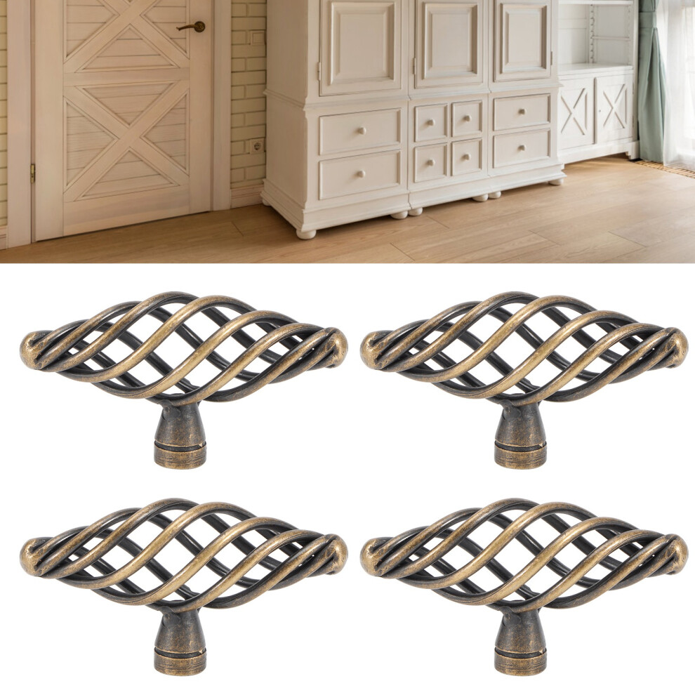 4Pcs Door Handle Antique Zinc Alloy Pull Knobs Closet Wardrobe Drawer Cabinet Hardware Accessory 7891324631567