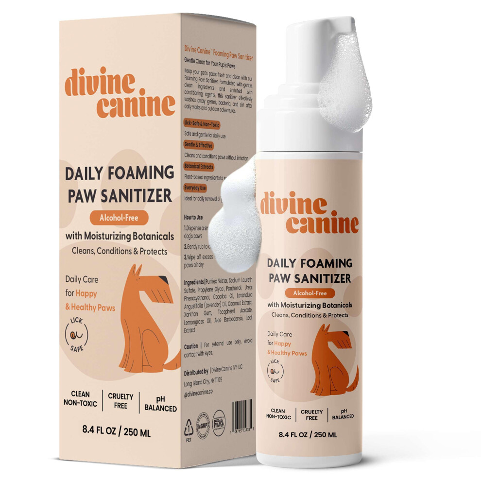 Nettoyer De Patte De Chien En Mousse Canine Divine - 8,4 Fl Oz De D Sinfectant Moussant Sans Alcool-image