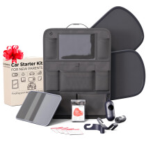 Crivora Baby Car Essentials Starterset voor nieuwe ouders met 1 achterbankorganizer 2 zonneschermen voor het raam 2 hoofdsteunhaken 1 naar achter