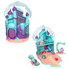 DISNEY STORE Officiell Ariel Palace Micro Play Set Micro Toy Set Inkluderar Ariel flundra och Sebastian Micro Figures Reseleksak Brbart lekset m
