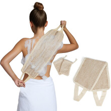 Back Scrubber for Shower with Handles | Natural Jute Body Exfoliator Long Rectangular Bath Loofah for Deep Cleansing Reusable Loofah for Women